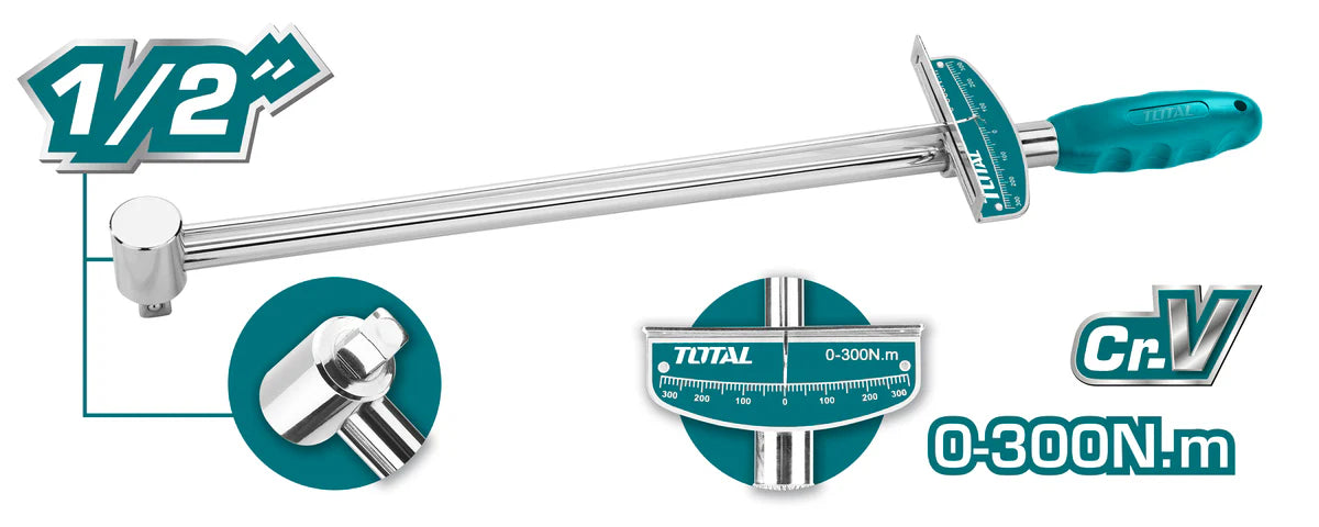 TOTAL THPTW200N2 1/2" Torque Wrench 40-200N.m Click Type Total